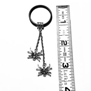 Black Keyring with twin Silver Spider Charms